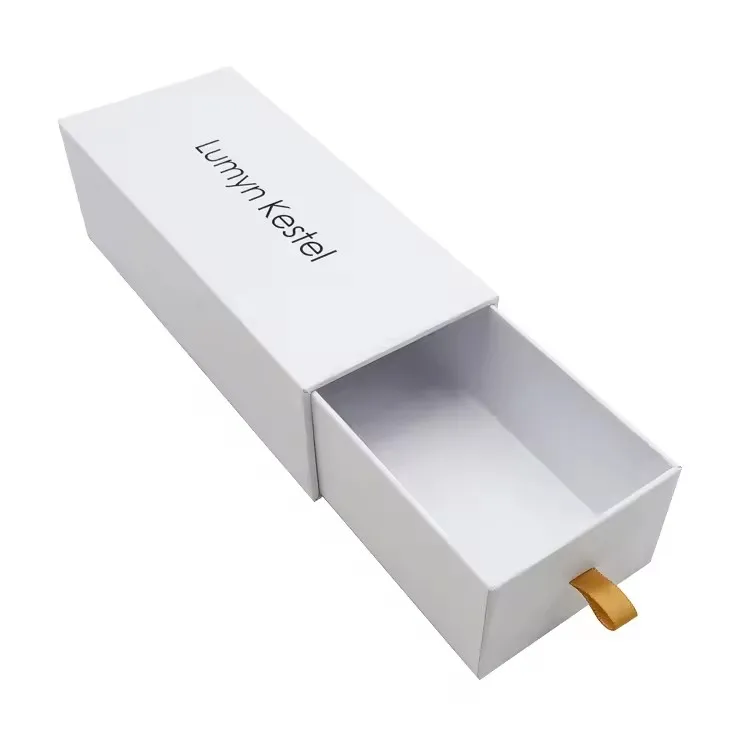 50pcs Custom Printing Hard Rigid Cardboard Luxury Sliding Box Paper Gift Drawer Box Packaging