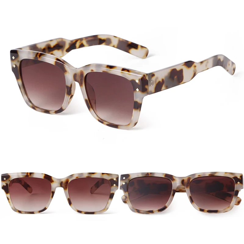 

Trend Big Square Sunglasses Women Brand Design Tortoise Oversized Sun Glasses Retro Decor Rivets Frame Shade Eyewear Female UV