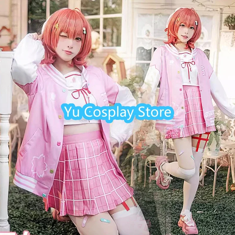 Sakura Miko Cosplay Costume Vtuber Cosplay Suit Loose Coat Top Skirts Full Set Halloween Outfits Anime Clothing Custom Made