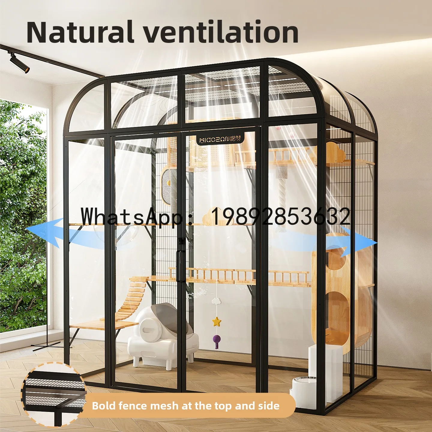 YFY Panoramic Cat Villa Home Luxury Large Space Glass Indoor Elevated Cat Cage