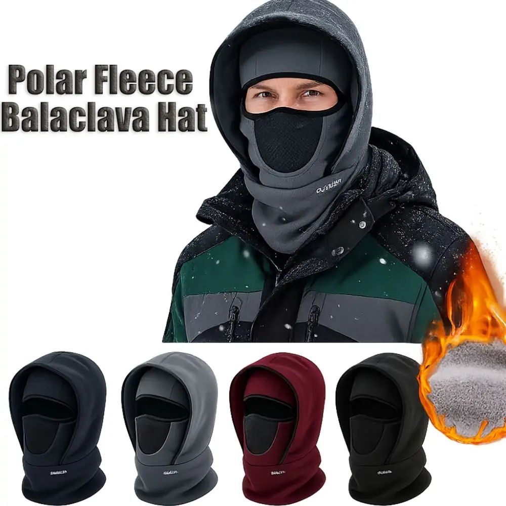 Waterproof Polar Fleece Balaclava Hat Cycling Skiing for Cold Weather Hooded Neck Warmer Thermal Face Neck Warmer Beanie Cap