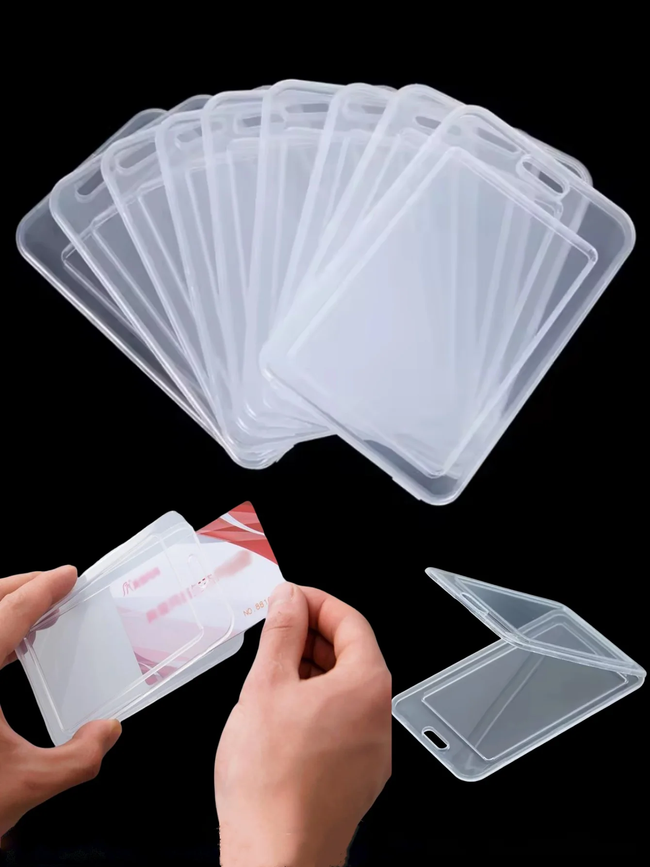 5-100PCS Sealable Waterproof Transparent Plastic Holder, Simple Bus and Job Card Meal Card Protective Cover