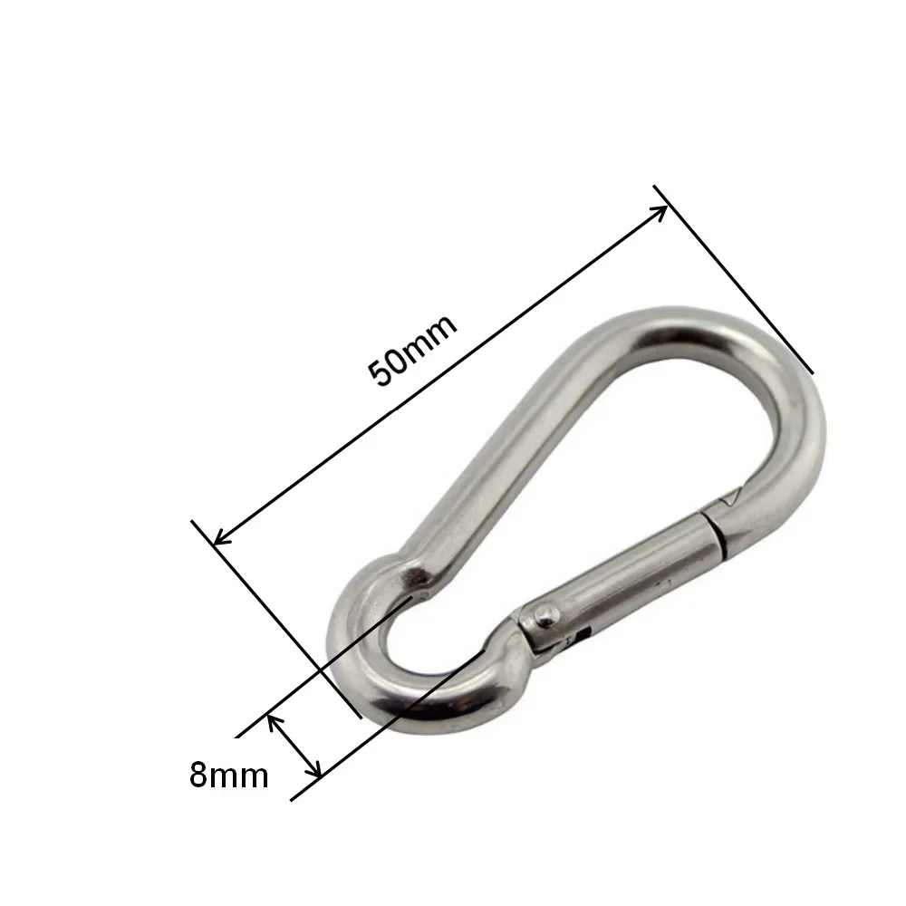 2PCS 304 Stainless Steel Snap Spring Hook Carabiner Link Clip 5mm 6mm 7mm 8mm Oval Snap Hook Carabiner For Camping Hiking