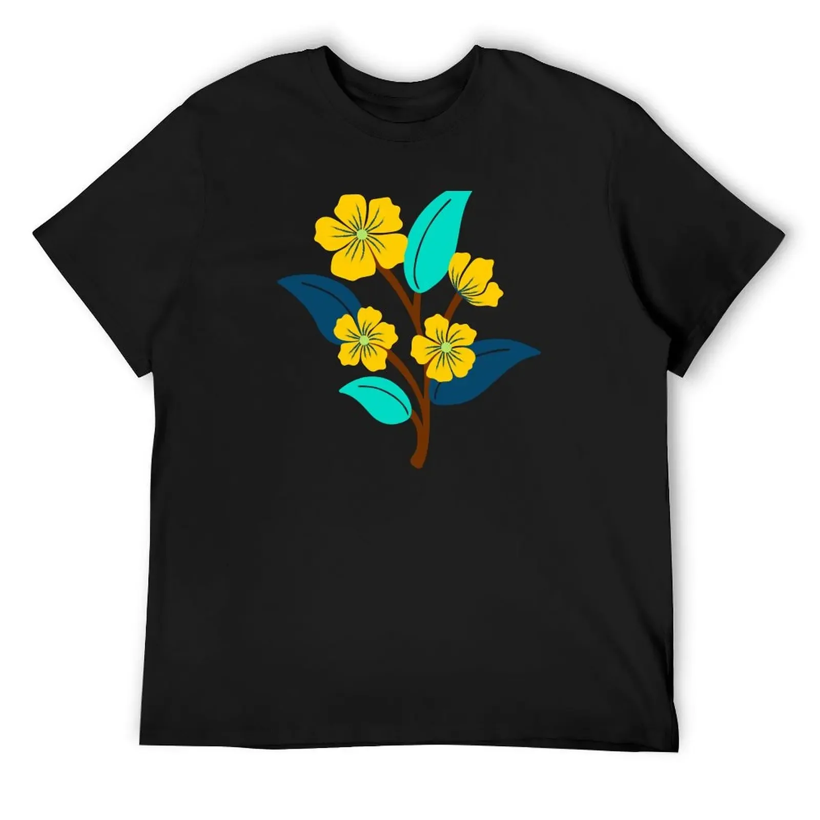 

Boho tossed flower pattern in yellow and blue T-Shirt kawaii clothes customizeds plus sizes mens funny t shirts
