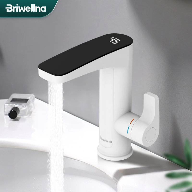 Briwellna Electric Water Heater 220V 2 in 1 Basin Heating Faucet Deck Mounted Water Heater Tap Flowing Eectric Faucet Robinet