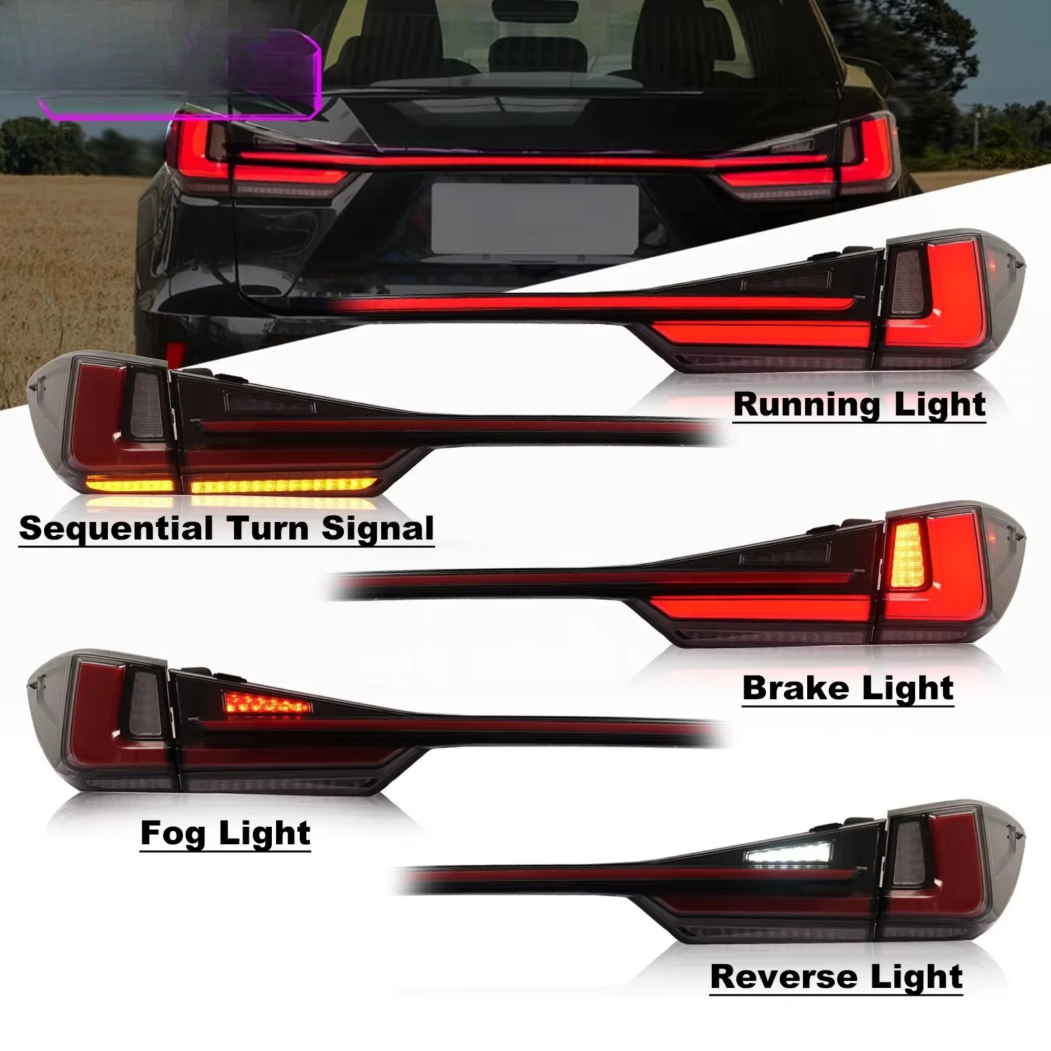 العتيقة الذيل ضوء لكزس RX270 RX300 RX350 RX450h 2016 - 2021 LED الضوء الخلفي مع مصباح إضاءة صندوق السيارة متتابعة بدوره RX350 لمبة خلفية