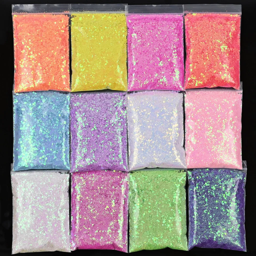 50g/Bag Chameleon Glitter, Chunky Mixed Holographic Metallic Color Shift Blend Mix Bundle Bulk Loose Sequins Glitter Slice H&*&