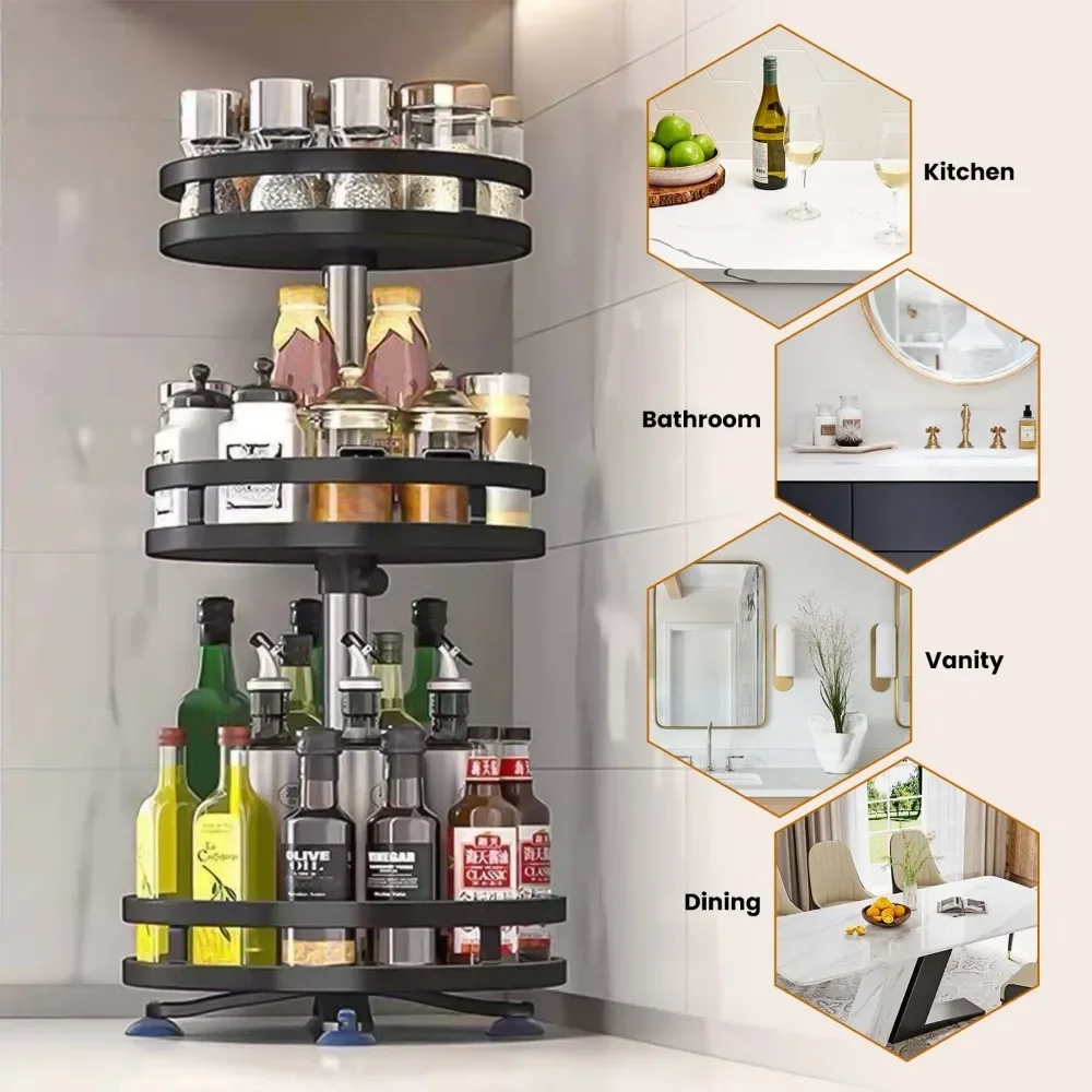 Rotating Spice Storage Racks Multi Layer Kitchen Storage Rack Removable Adjustable Bathroom and Living Room Simplicity Organizer