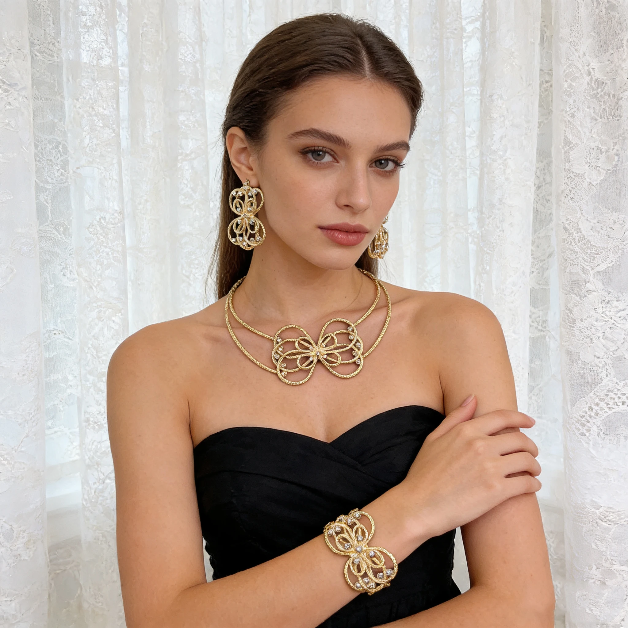 

Exquisite and fashionable high-end jewelry set, suitable for various parties, brides and weddings to wear FHK24488