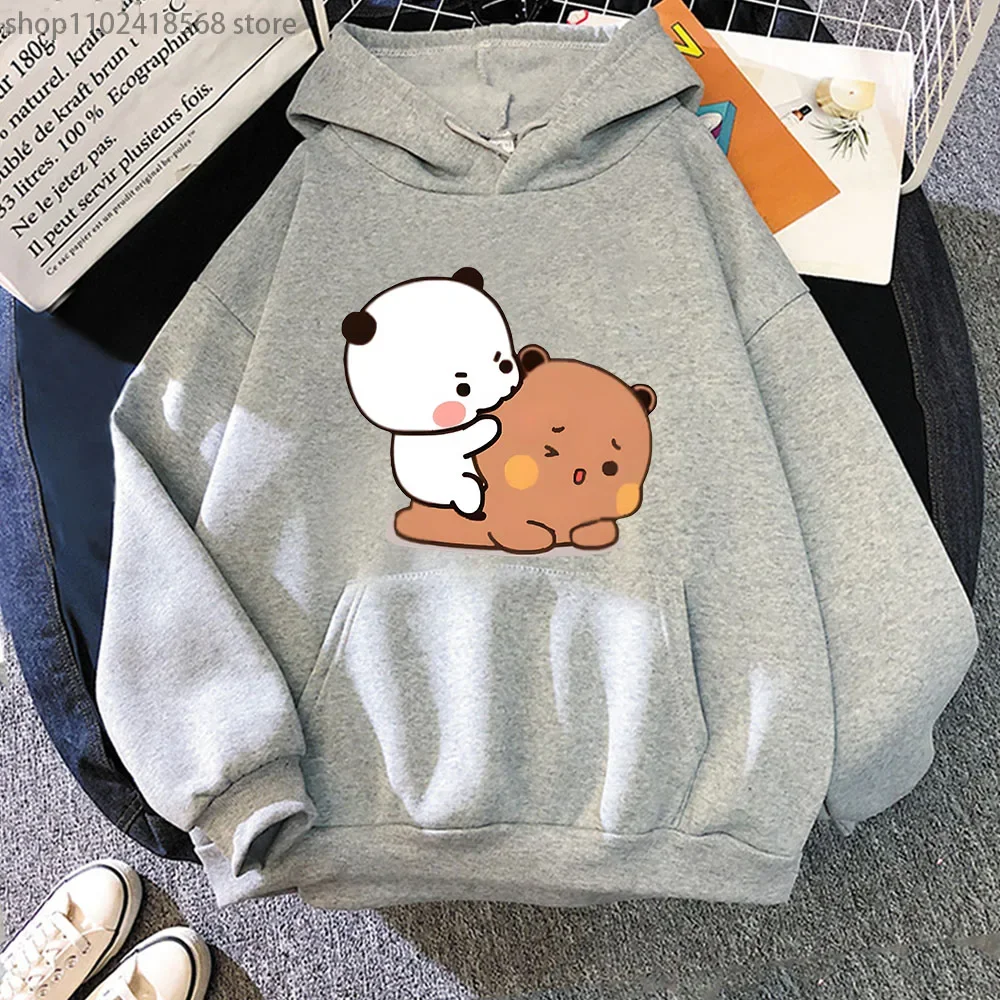 Bubu Biting Dudu Hoodie Cartoon Brownie Panda Bear Sweatshirt Women Kawaii Y2k Sudaderas Men Clothes Autumn Winter Pullover Top