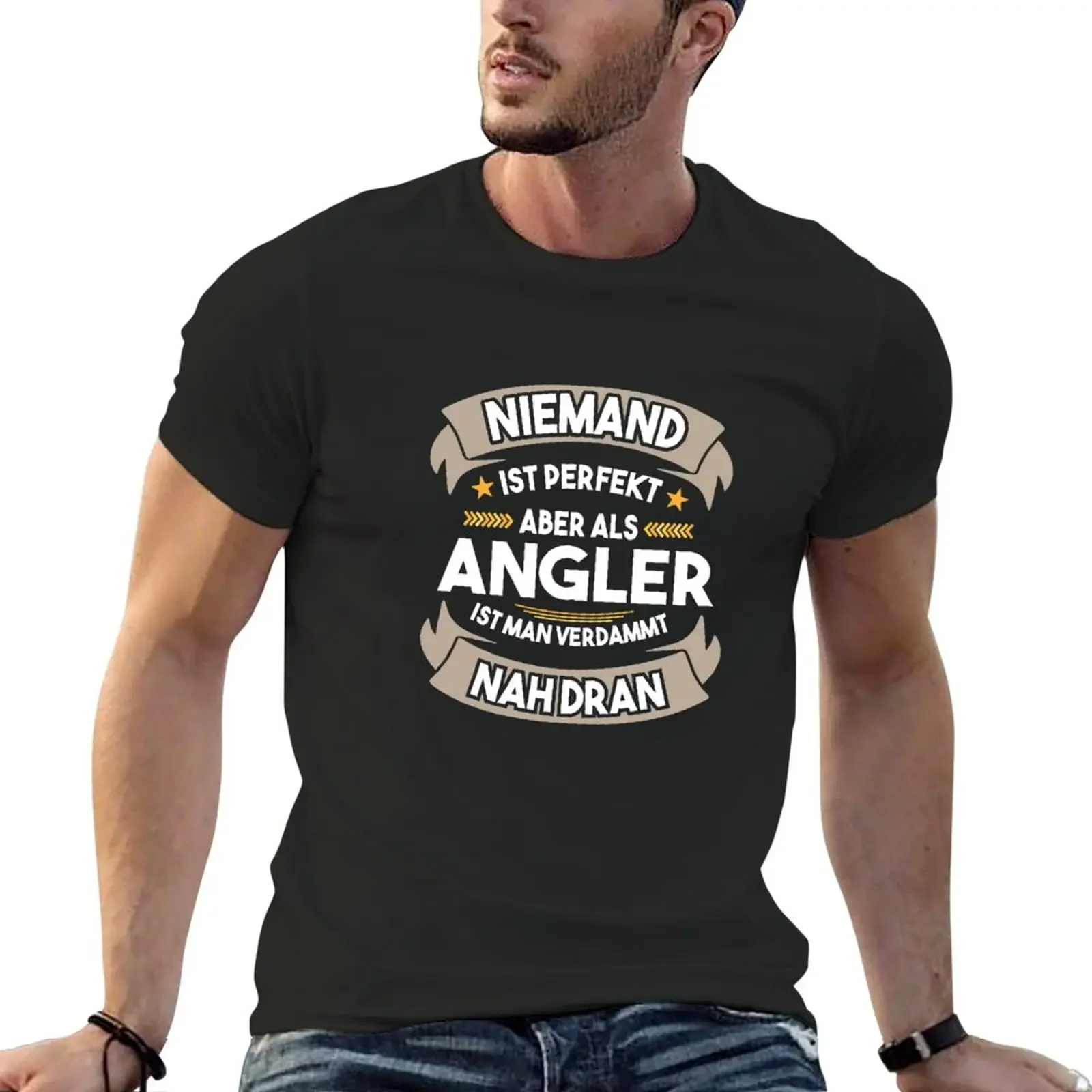 Niemand Ist Perfekt Aber Als Angler Ist Man Verdammt Nah Dran T-Shirt tees korean fashion customs black t shirts for men