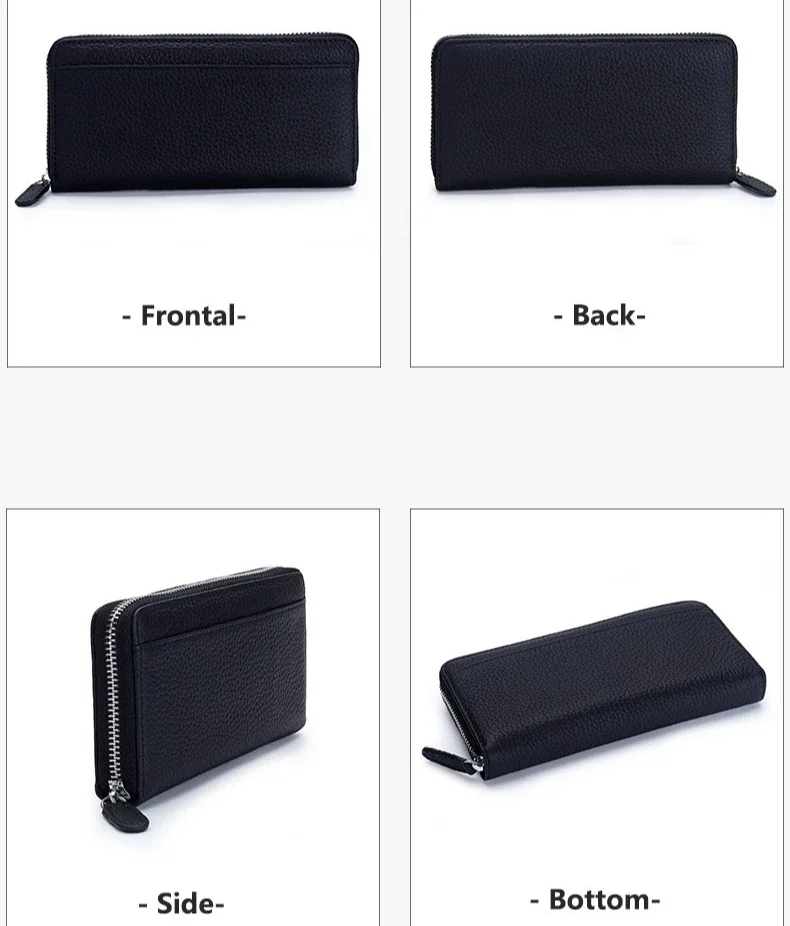 Cartera de cuero genuino para mujer con bloqueo RFID y cremallera alrededor de tarjetas de crédito, carteras de mano para teléfono, monederos de estilo japonés