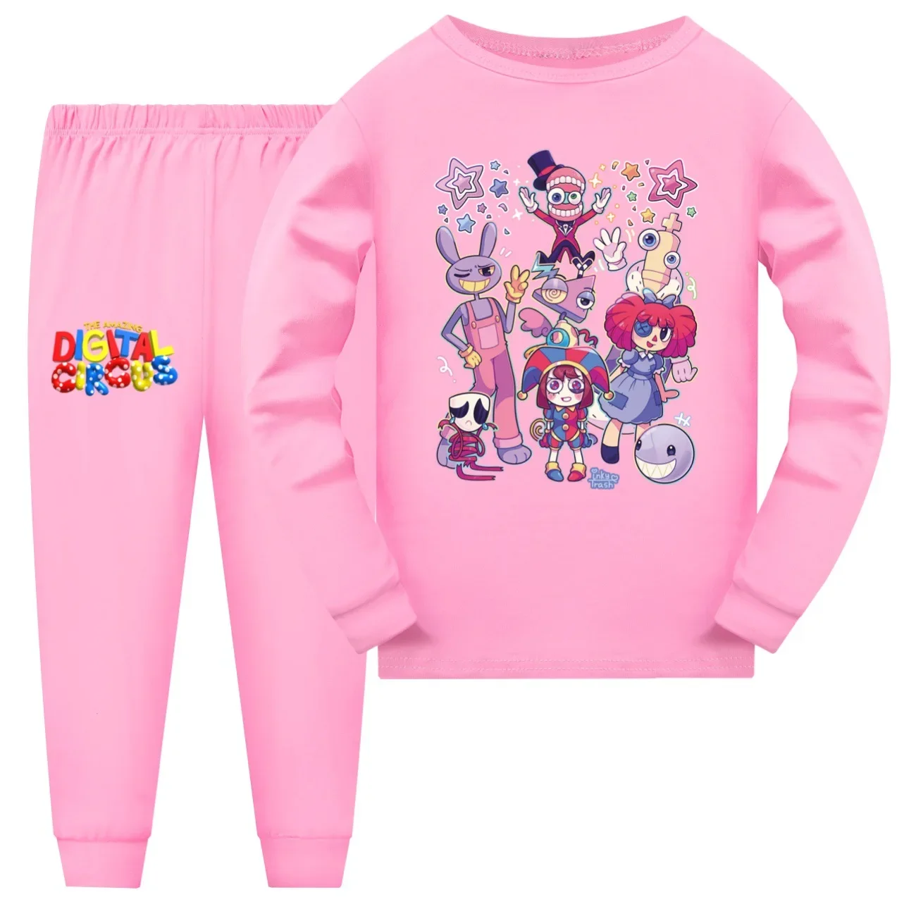 Kids Clothes Girls Long Sleeve TShirt Amazing Digital Circus Christmas Pajamas Pants 2pcs Sets Casaul Sleepwear Kids  Pyjama2895