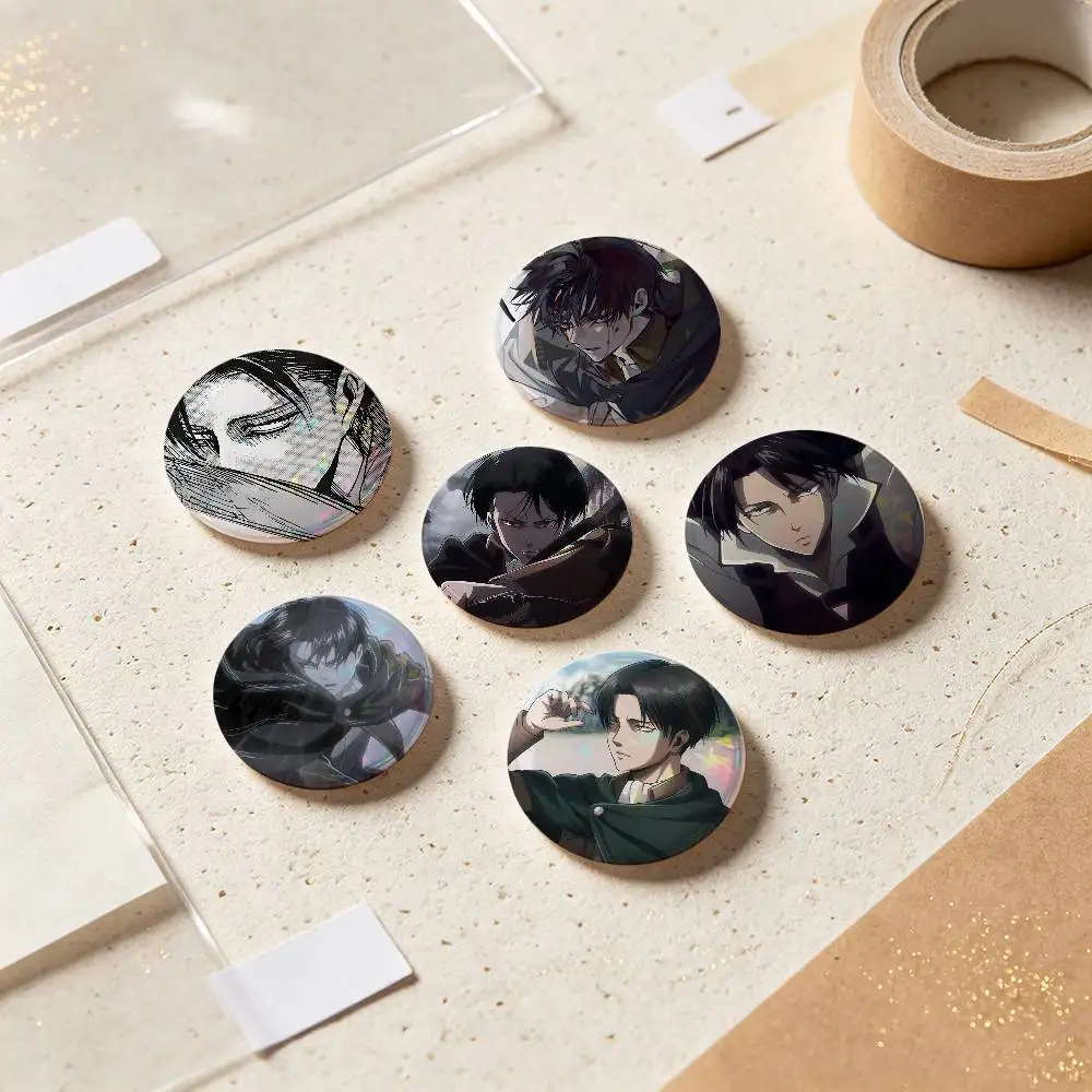Levi Ackerman Anime Character Badges 25 32 44 58 75 Mm Round Cosplay Pin Bag Decor Fans Collect Friends Gifts Brooch Souvenir