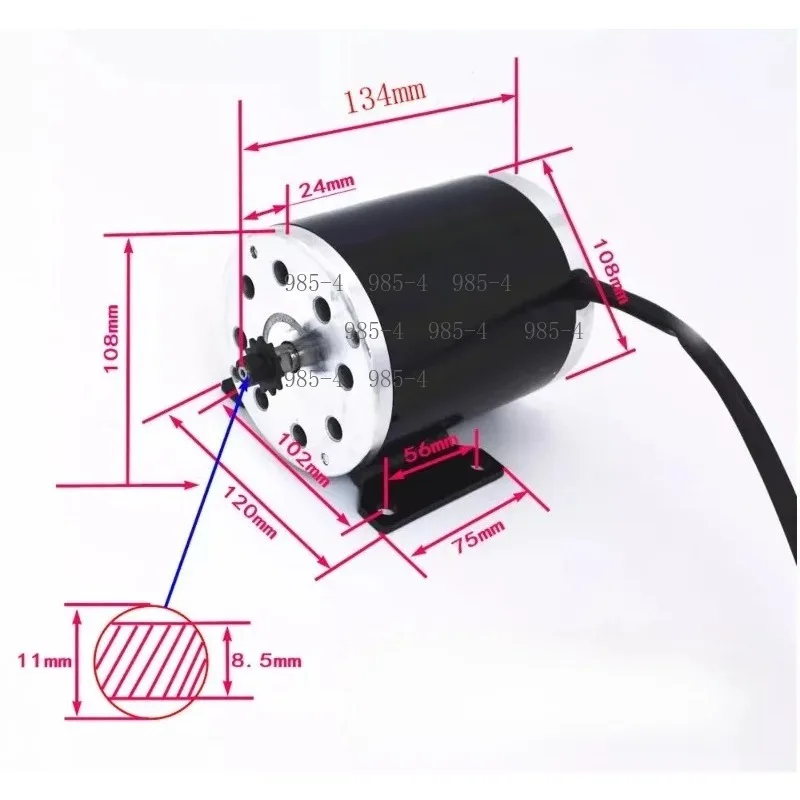 12V 24V High Efficiency MY1020 Brushed DC Motor 500W 800W for Off-Road Vehicle