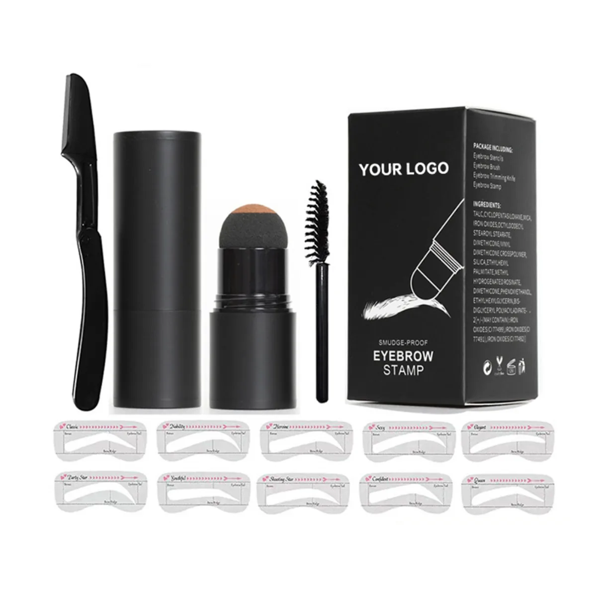 Private Label Hairline Eyebrow Powder Stick Eyebrow Print Lazy Person Waterproof Sweat Proof No Shedding Makeup Shadow Powder