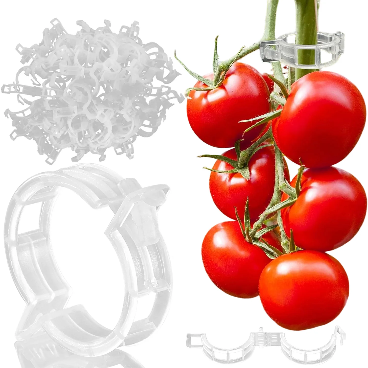 300 Stück Gartenpflanzen-Stützclips, Stängelclips aus PP, regenfest und sonnenschutzbeständig, zur Unterstützung von Weintrauben, Tomaten, Paprika und Gurken