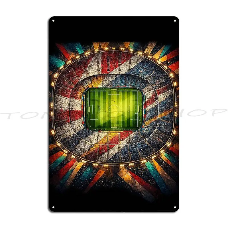 World Soccer Stadium Aerial Colorful Nations Metal Plaque Poster Wall Cave Wall Decor Club Party Wall Decor Tin Sign Poster