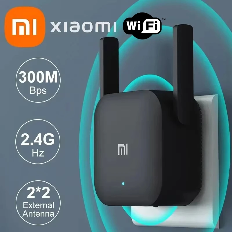 

Усилитель расширителя Xiaomi WiFi Pro 300 Мбит/с, беспроводной повторитель 2,4G, усилитель сетевого сигнала с двойной антенной для покрытия домашнего маршрутизатора