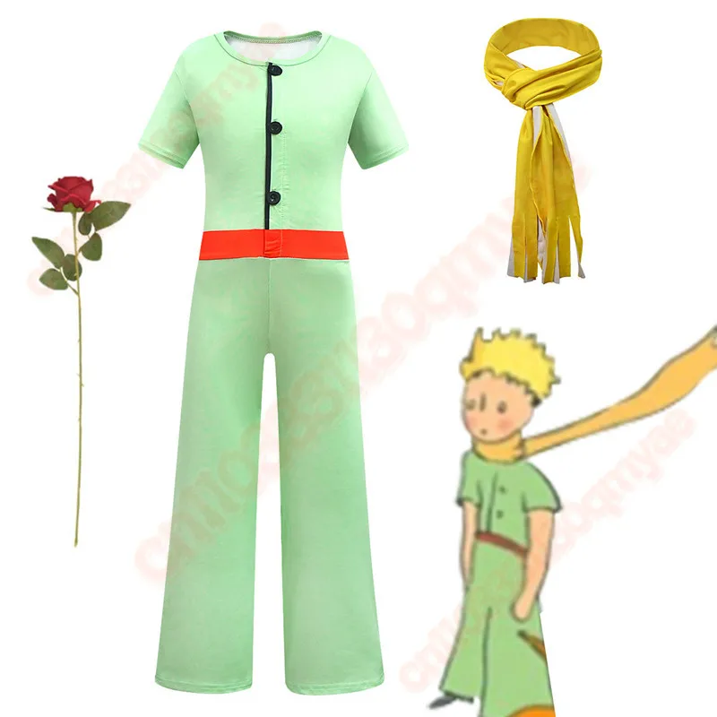 

Movie Le Petit Prince Cosplay Costume Boys Child Character Green Uniform Suit Kids Halloween Carnival Stage Performance Outfits