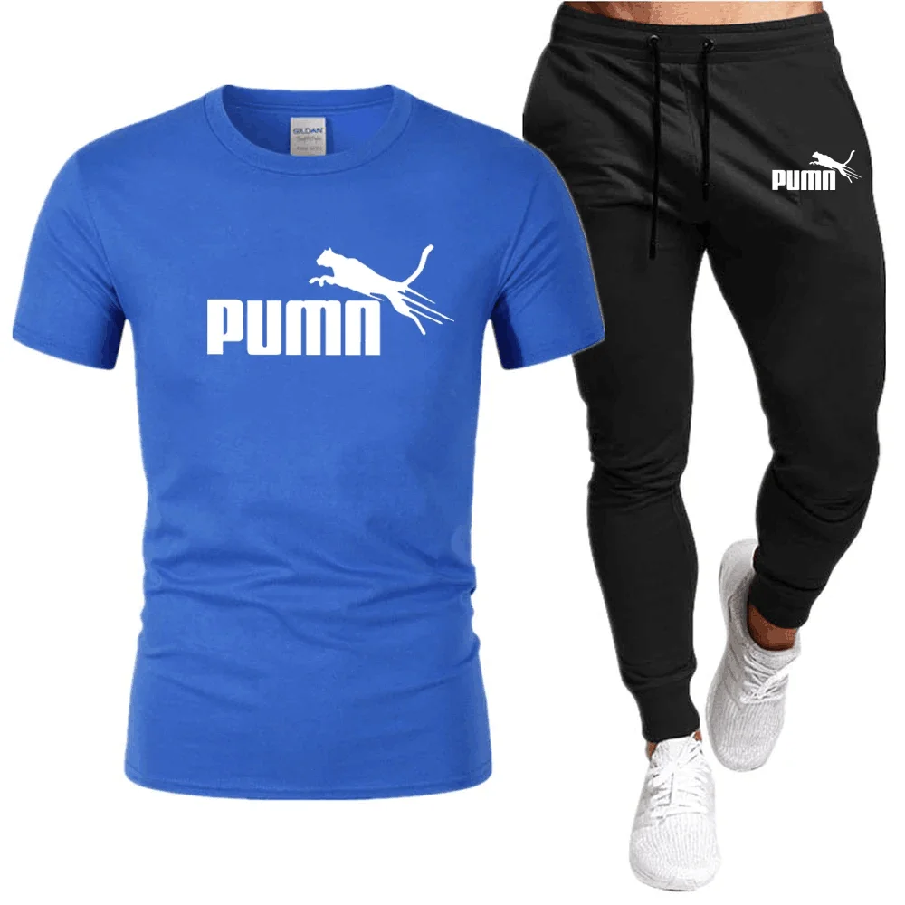 Men\'s Short Sleeve Running T-shirt and Pants Set,Casual Sports Suit,Monochrome,Fashion Brand,Summer,2pcs Sets,2024