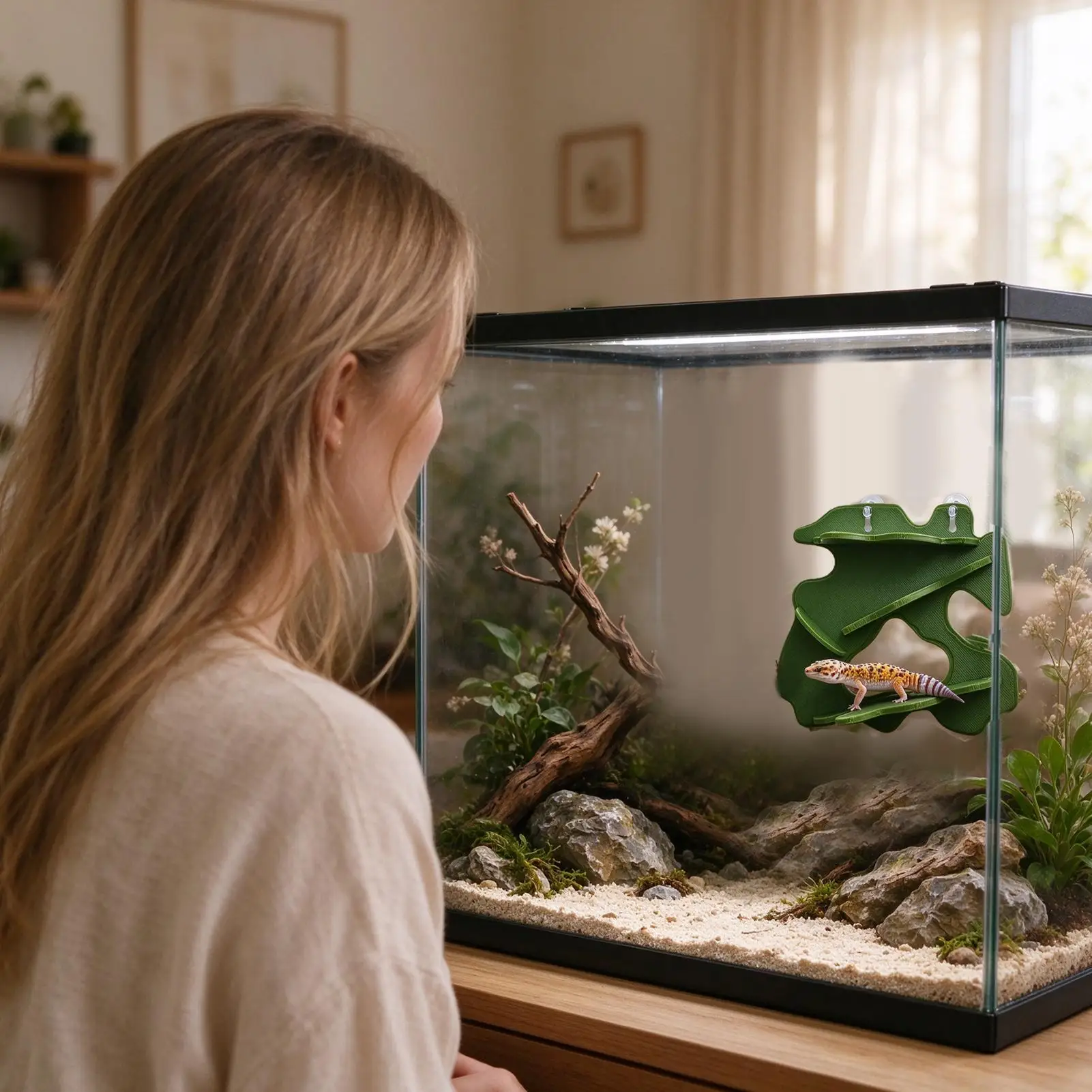 Reptile Climbing Shelf 3D Suction-cup Wall Mount Decoration Toys Jumping Spider Ledge For Pet Lizard Turtle Cage Tank Terrarium