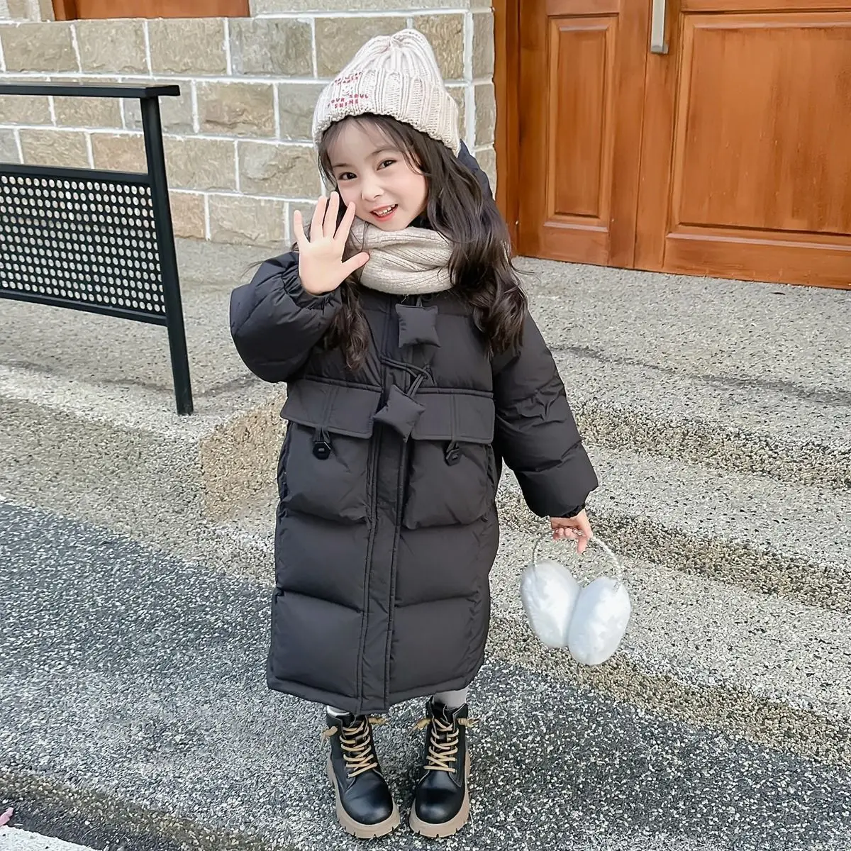 

Girls' Thermal Winter Coat 2025 New Longline Kids' Down Jacket Knee-Length Stylish Kids Winterwear Off-Season Clearance