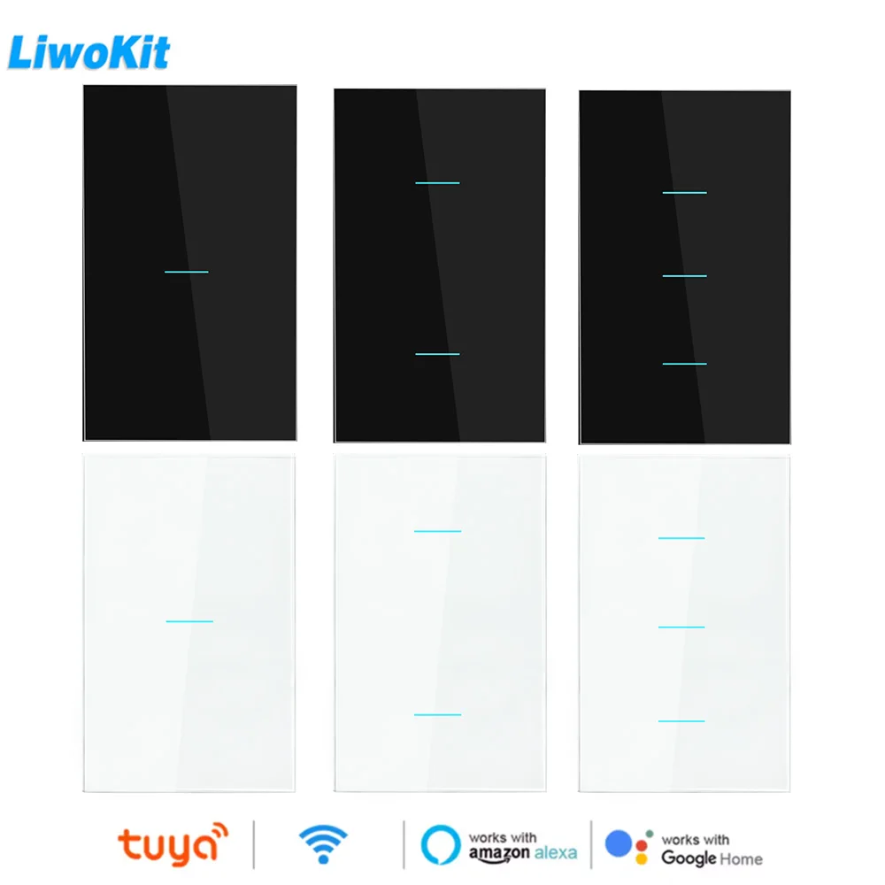 Tuya US WiFi Smart Switches 1/2/3 Gang Light WiFi Interruptor táctil Funciona con Alexa Google Home