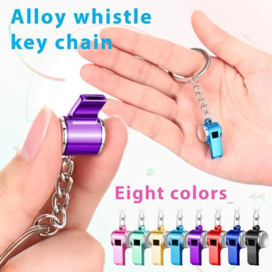 8-delige mult mini stalen fluitjes met sleutelhangers voor coaches cadeau grappige fluitjes bulk schattig luid ideaal voor buitensporten noodgevallen