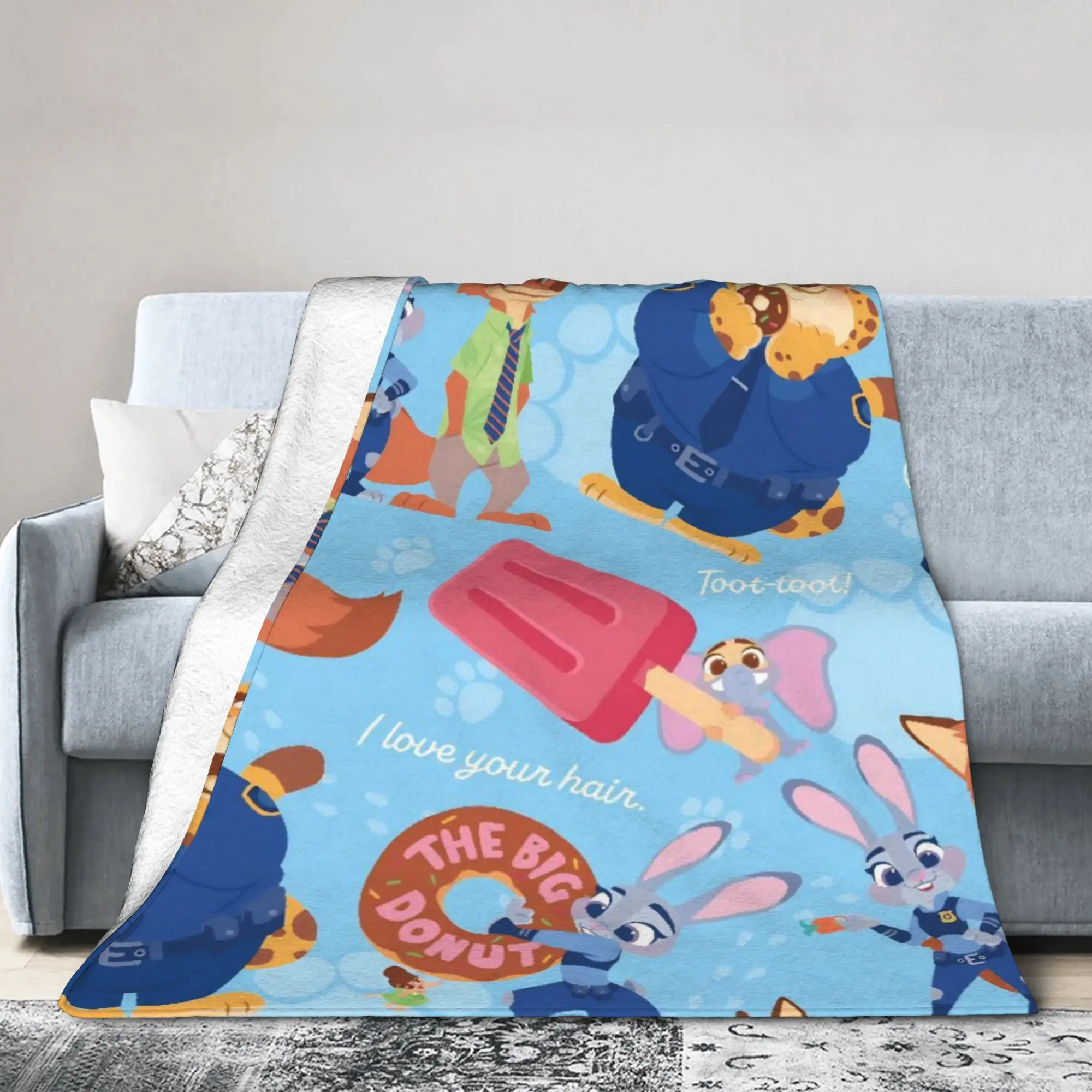 Zootopias Judy Nick بطانية الصوف المطبوعة متعددة الوظائف سوبر الدافئة رمي البطانيات لحاف غرفة نوم أريكة #4