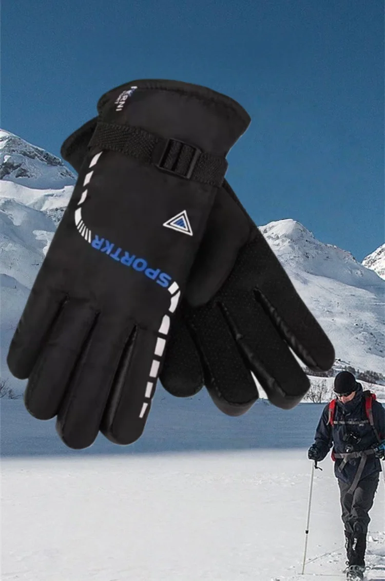 Gants chauds d'hiver pour hommes et femmes, épais en coton, antidérapants, doublés en polaire, Sports de plein air, gants de cyclisme coupe-vent