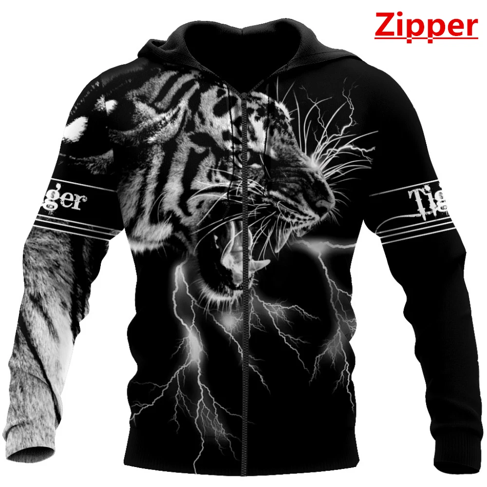 Beautiful Animal Tiger Black 3D Printed Mens Hoodie Unisex Casual Sweatshirt Fashionable Personality Zipper Jacket DYI333