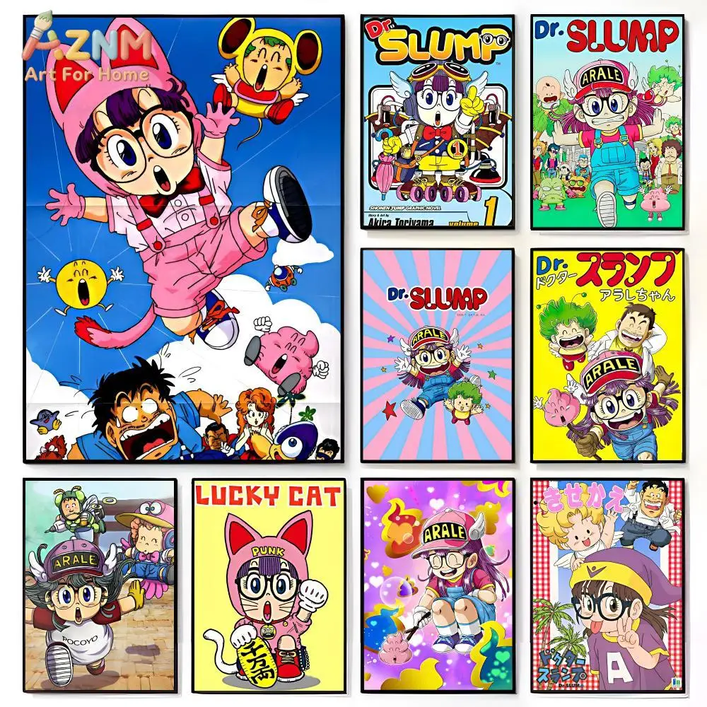 AZNM Dr.Slump Arale, impresión en lienzo de Anime, sin marco, personaje de dibujos animados divertidos, decoración para dormitorio de niños, sala de estar, póster