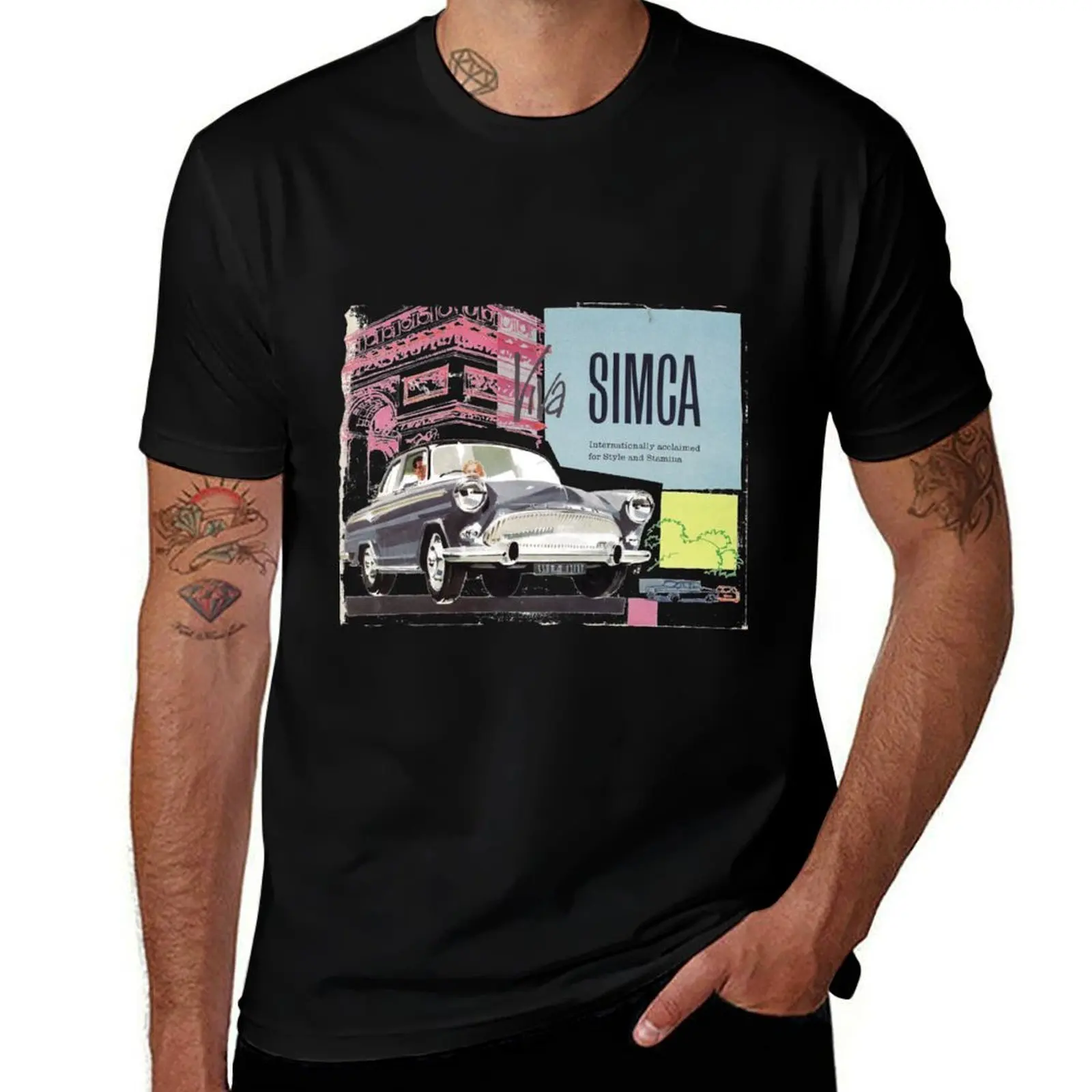 

Футболка SIMCA, черная хлопковая футболка, простая мужская упаковка, незаменимая футболка, футболка