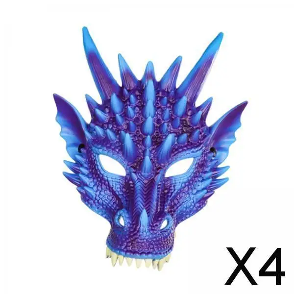 

3D Dragon Head Mask Luxury Purple Horror Dinosaur Half Face Cover for Masquerade Cosplay Festivals
