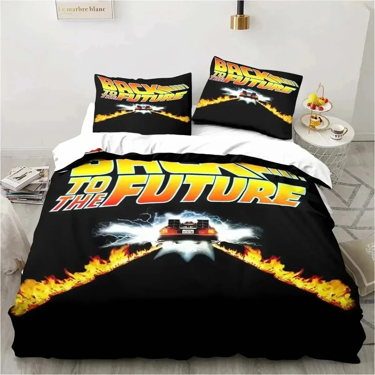 Back To The Future Classic Movie Retro Bedding Set Bed Three Piece Set Single Double Bed Queen Size King Quilt Cover Boy Gift