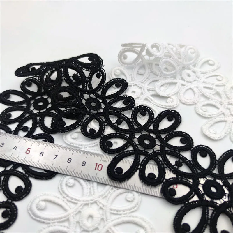 Black White Lace Appliques Embroidered Net Lace Fabric Trim Ribbons DIY Sewing Handmade Craft Materials