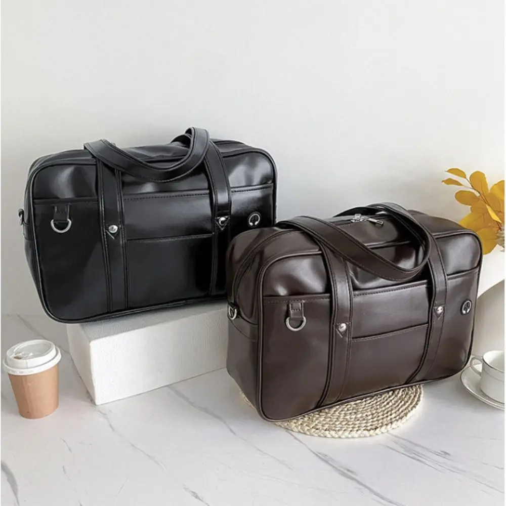 

PU Leather JK Uniform Bag Solid Color Retro Handbag PU Leather Itabag Junior High School Commuting Crossbody Bag Streetwear