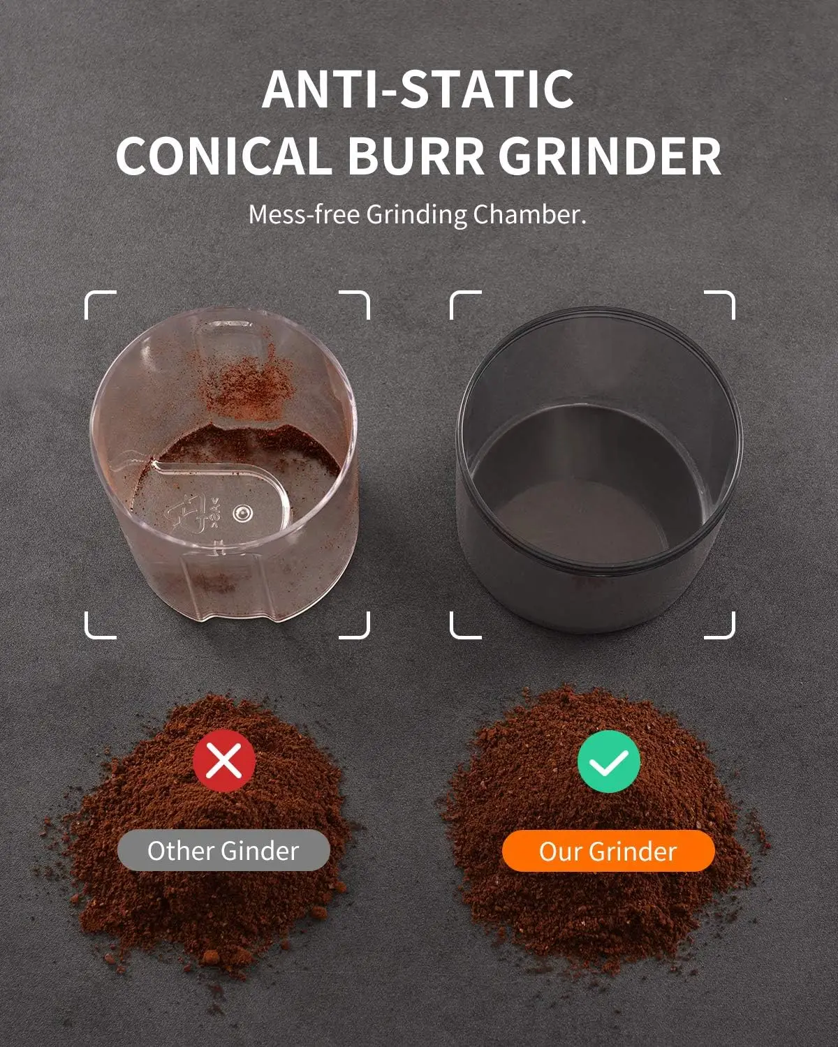 Conical Burr Coffee Grinder, Electric Coffee Bean Grinder for Precise Grinding, 35 Settings, 2–12 Cup Selector, Anti-St