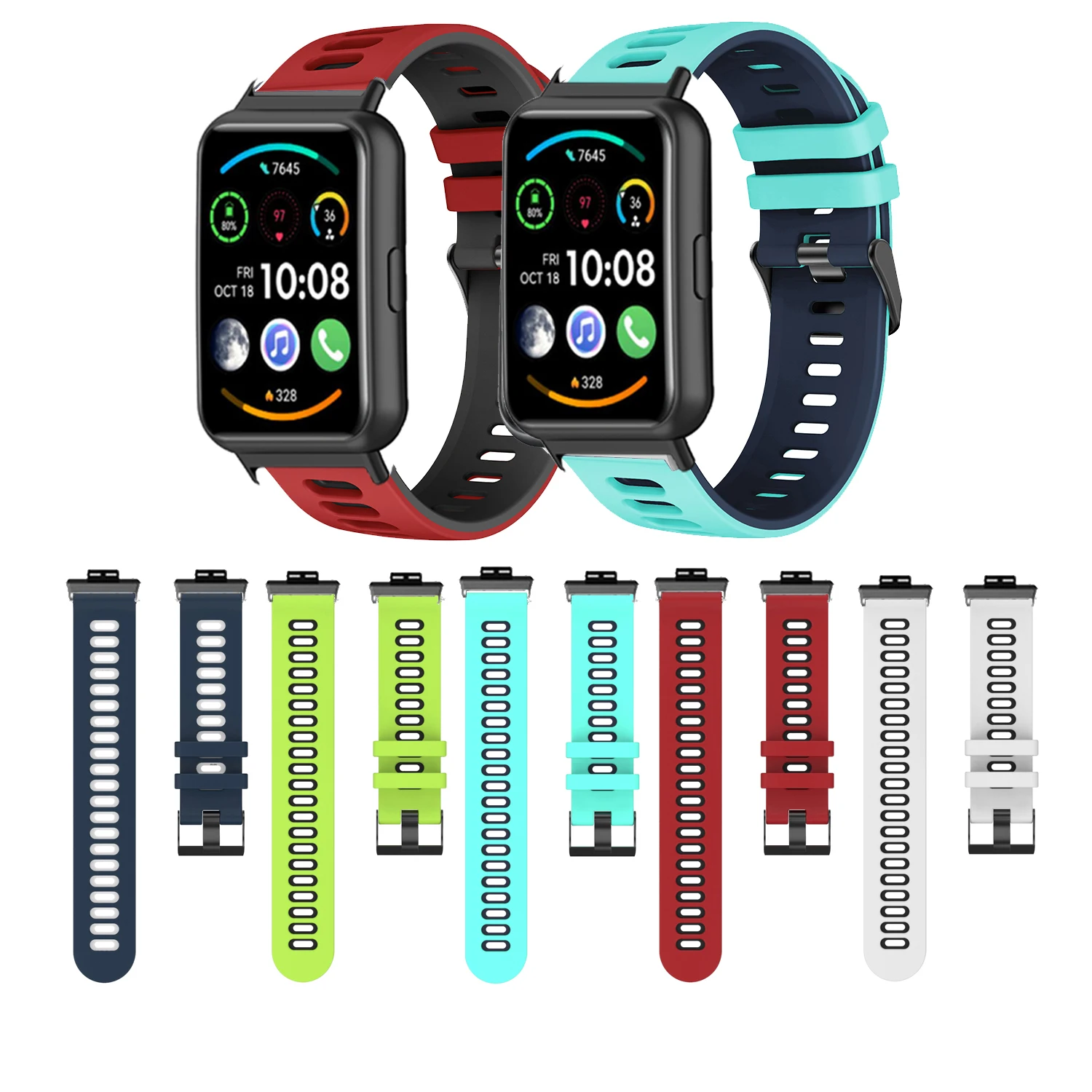 

Color Matching Silicone Two-color Breathable Strap for Huawei Watch Fit2 FIT 2