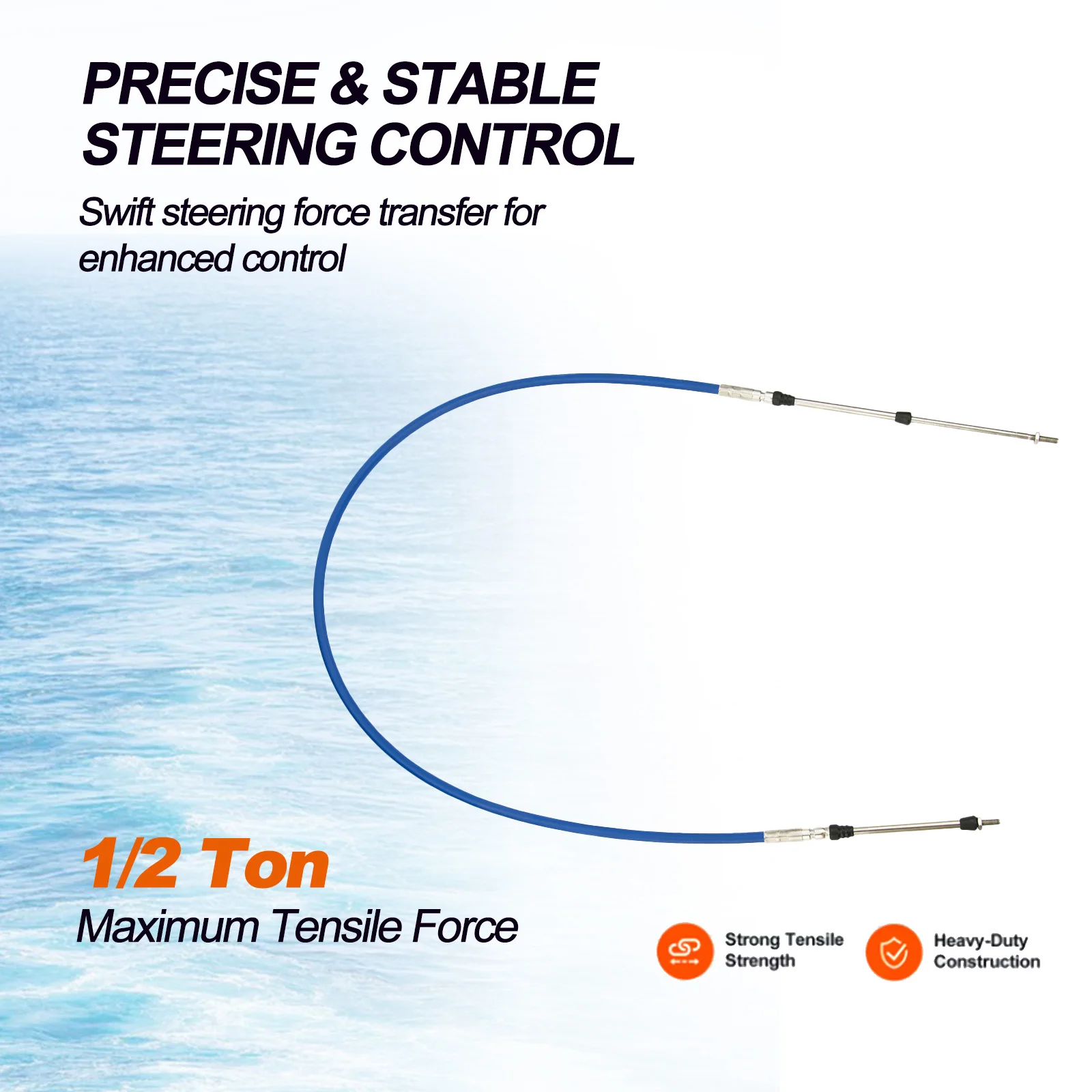 13FT 33C Marine Throttle Control Cable for Outboard Engine Control Lever — Smooth & Precise Operation