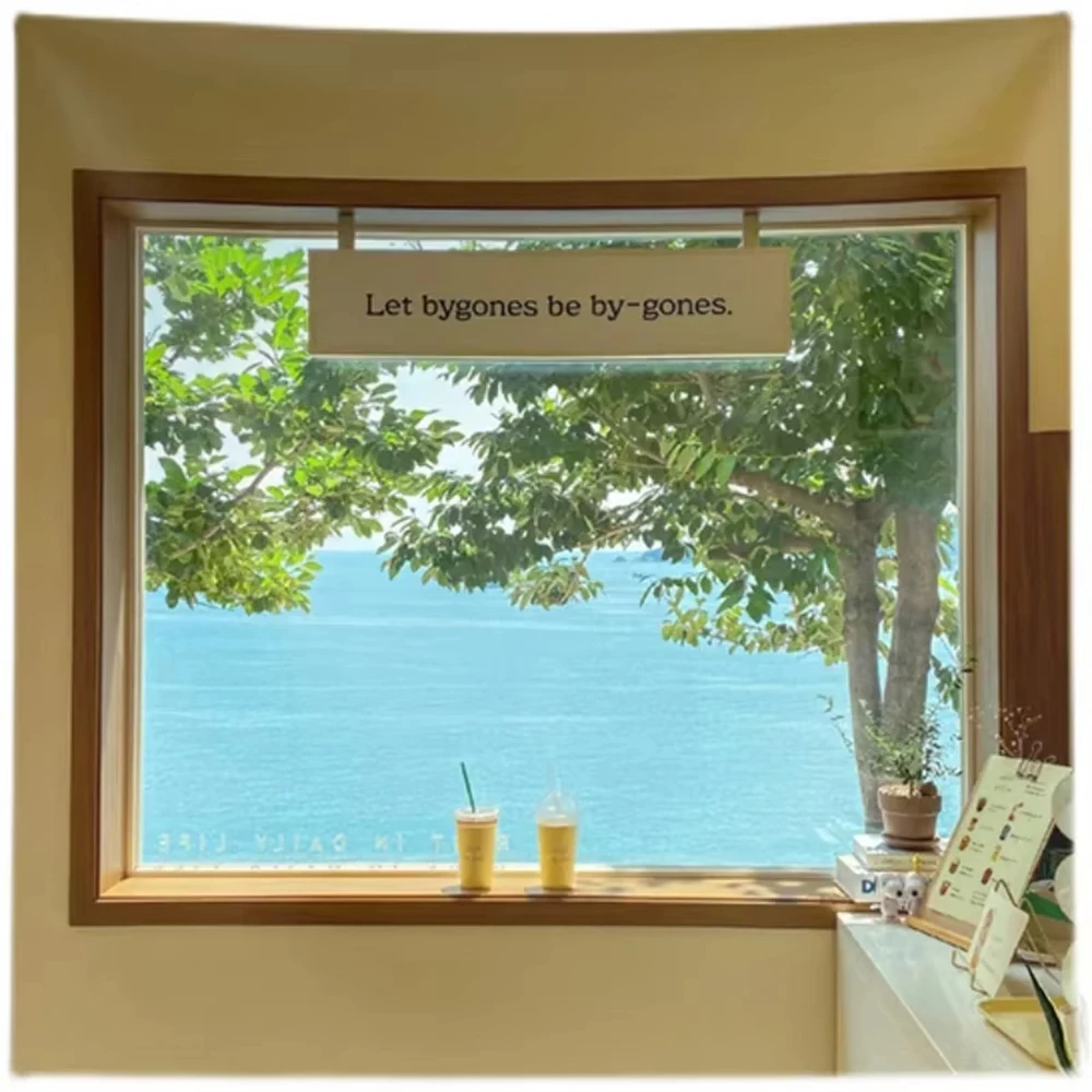 Meerblick Fenster Landschaft Tapisserie Malerei Raum Dekor hängen Stoff dekorative Stoff Schlafsaal Schlafzimmer Layout Hintergrund Stoff