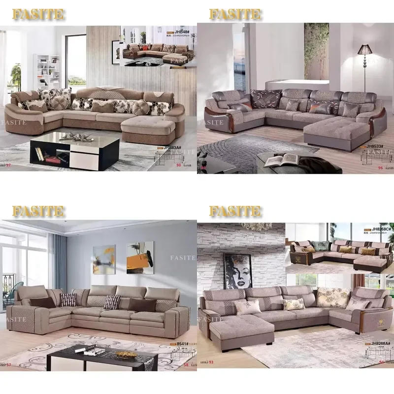 For Waterproof Fabric Sofa Set Silver Sectional Recliner Desenfundable Living Room Furniture Textile Material