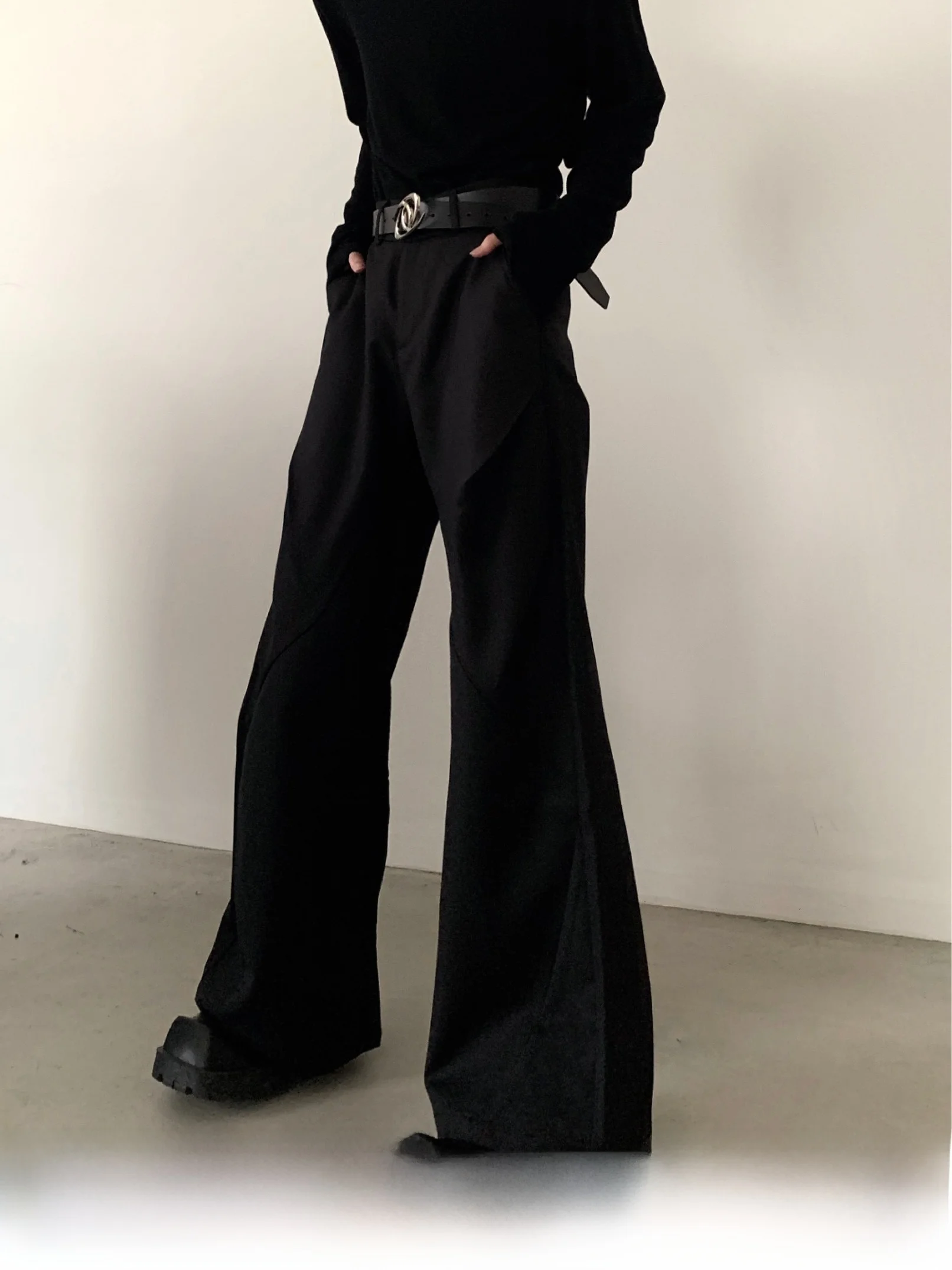 Autumn Mountain Wind Men's Wide Leg Pants Pleated Deconstructed Design High-End Sensation 3D Silhouette Casual Youth Style