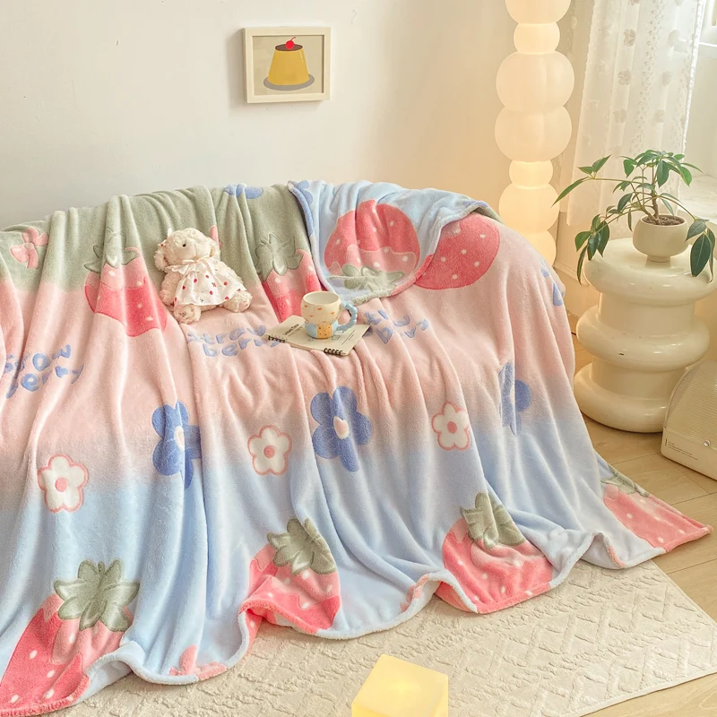 Winter Blanket for Beds Warm Soft Bedpreads for Sofa Fluffy Manta Flower Printed Plush Flannel Fleece Blankets for Winter 담요