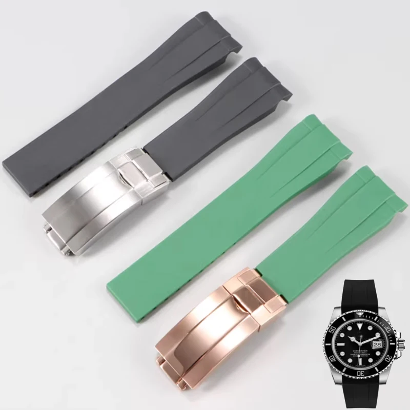 

Резиновый ремешок для часов 20 мм 21 мм для Rolex Submariner DAYTONA GMT Yacht-Master, силиконовый ремешок, зеленый, синий, черный ремешок для часов, браслет