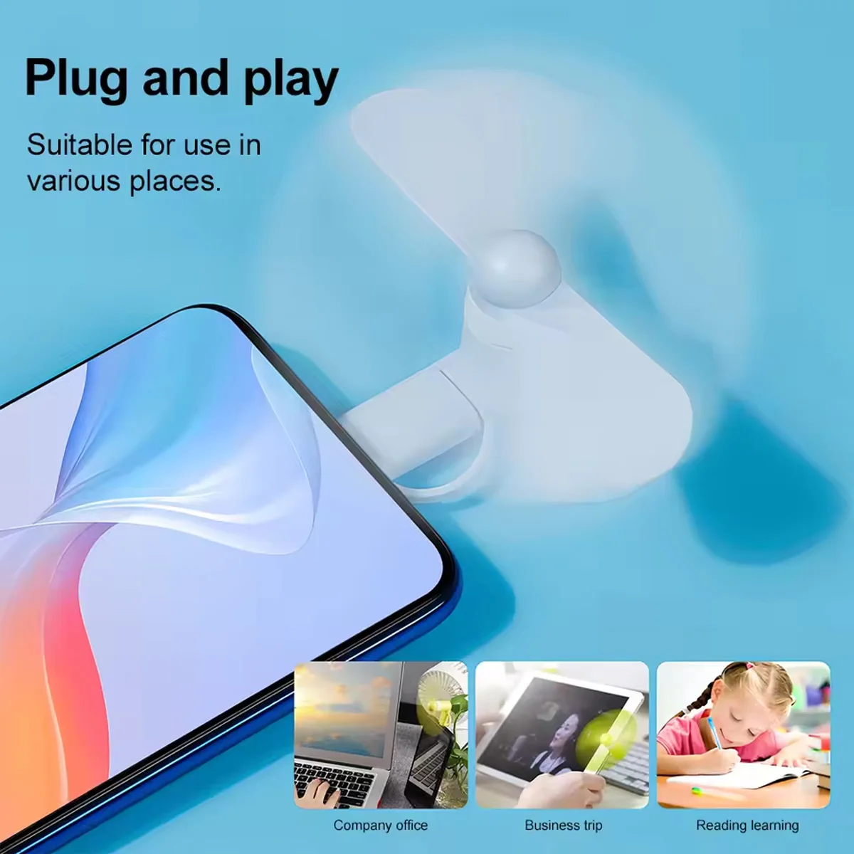This USB-Powered, 2-in-1 Portable mini Cooling Fan Is Suitable for Mobile Phones, Power Banks, and Other Small Gadgets.