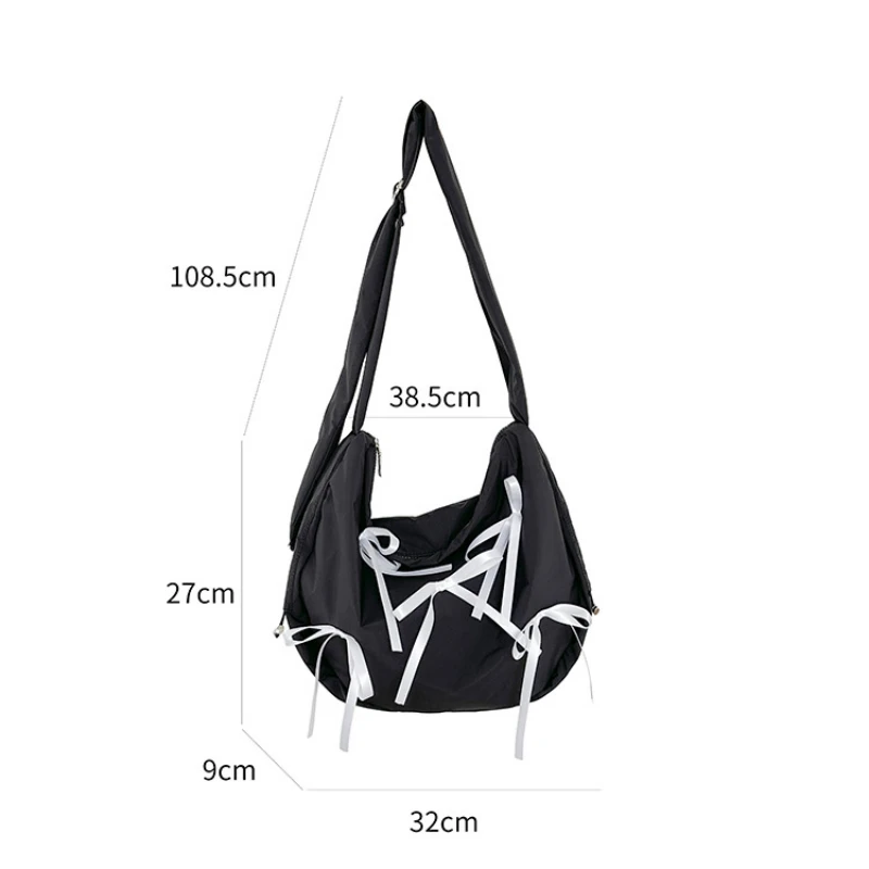 2024Spring New Sweet Fresh Crossbody Bag Niche Cute Bow Girl Shoulder Bag Lekka, duża pojemność, miękka torba na kluski