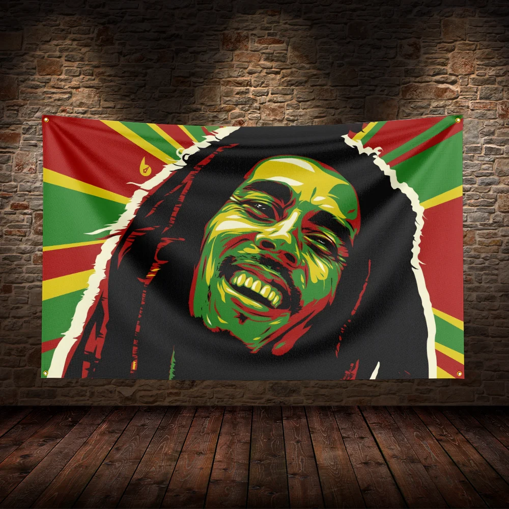 3x5 Ft R-Reggae Bob Marleys Flag Warrior Movie Poster Adventure Tapestry Background Yard Idea For Party Banner Table Wall Decora