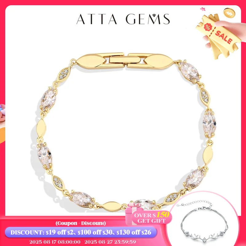 

ATTAGEMS Marquise Round Cut Moissanite Tennis Bracelets D VVS1 Real S925 Silver for Women Man Passed Diamond Tester Jewelry Gift